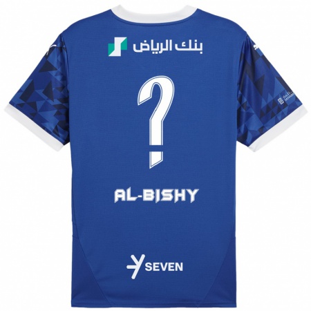 Kandiny Hombre Camiseta Bder Abdulaziz Al-Bishy #0 Azul Oscuro Blanco 1ª Equipación 2024/25 La Camisa Chile