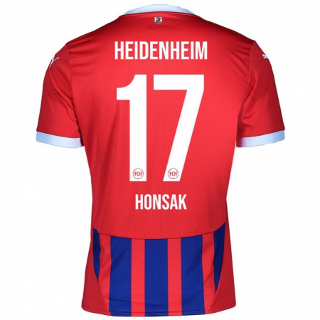 Kandiny Hombre Camiseta Mathias Honsak #17 Rojo Azul 1ª Equipación 2024/25 La Camisa Chile