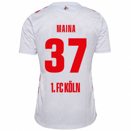 Kandiny Hombre Camiseta Linton Maina #37 Blanco Rojo 1ª Equipación 2024/25 La Camisa Chile