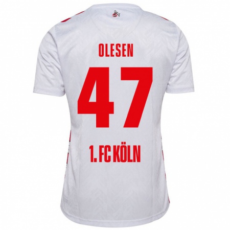 Kandiny Hombre Camiseta Mathias Olesen #47 Blanco Rojo 1ª Equipación 2024/25 La Camisa Chile