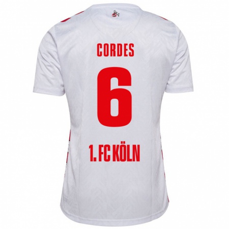 Kandiny Hombre Camiseta Lotta Cordes #6 Blanco Rojo 1ª Equipación 2024/25 La Camisa Chile