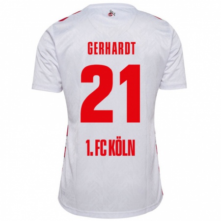 Kandiny Hombre Camiseta Anna Gerhardt #21 Blanco Rojo 1ª Equipación 2024/25 La Camisa Chile