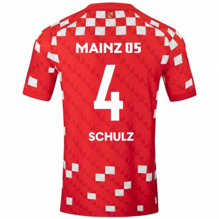 Kandiny Hombre Camiseta Philipp Schulz #4 Blanco Rojo 1ª Equipación 2024/25 La Camisa Chile