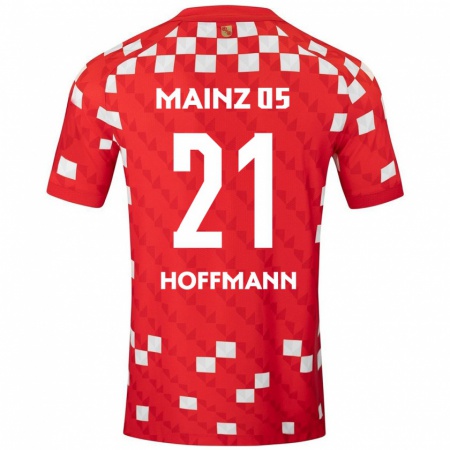 Kandiny Hombre Camiseta Leon Hoffmann #21 Blanco Rojo 1ª Equipación 2024/25 La Camisa Chile