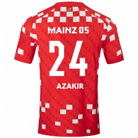 Kandiny Hombre Camiseta Dennis Azakir #24 Blanco Rojo 1ª Equipación 2024/25 La Camisa Chile