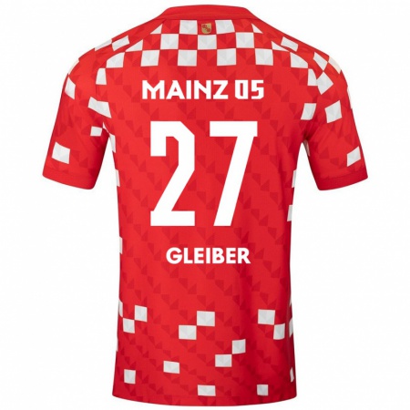 Kandiny Hombre Camiseta Daniel Gleiber #27 Blanco Rojo 1ª Equipación 2024/25 La Camisa Chile