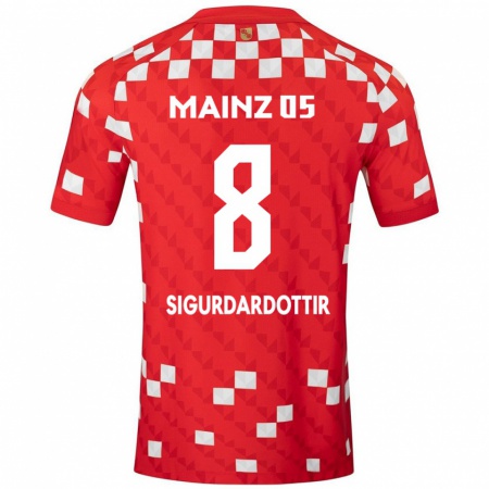 Kandiny Hombre Camiseta Heiðrún Sigurðardóttir #8 Blanco Rojo 1ª Equipación 2024/25 La Camisa Chile