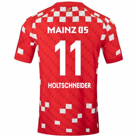 Kandiny Hombre Camiseta Hannah Holtschneider #11 Blanco Rojo 1ª Equipación 2024/25 La Camisa Chile