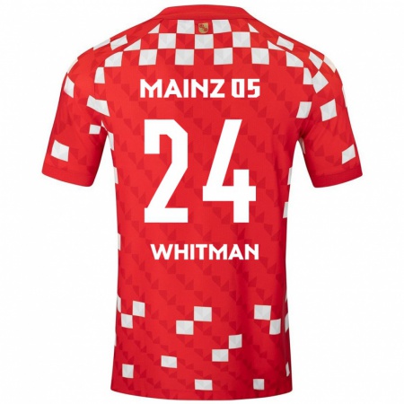 Kandiny Hombre Camiseta Katherine Whitman #24 Blanco Rojo 1ª Equipación 2024/25 La Camisa Chile