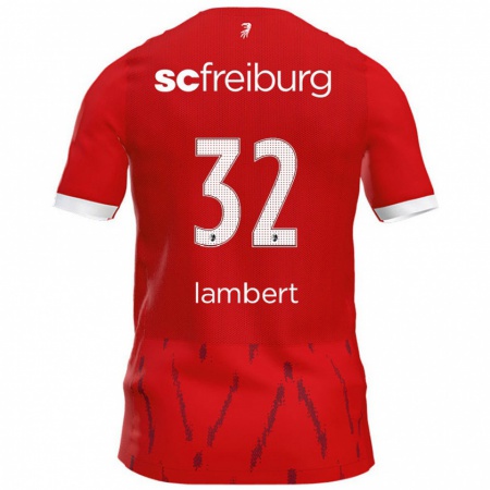 Kandiny Hombre Camiseta Gabrielle Lambert #32 Rojo 1ª Equipación 2024/25 La Camisa Chile