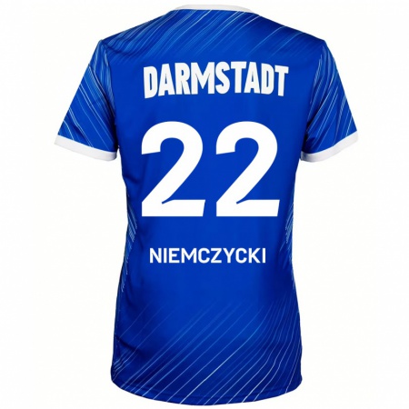 Kandiny Hombre Camiseta Karol Niemczycki #22 Azul Blanco 1ª Equipación 2024/25 La Camisa Chile