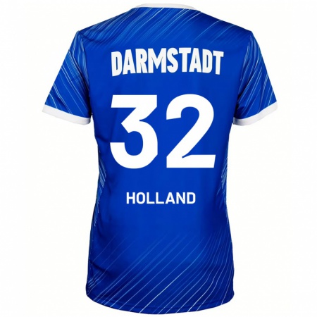 Kandiny Hombre Camiseta Fabian Holland #32 Azul Blanco 1ª Equipación 2024/25 La Camisa Chile