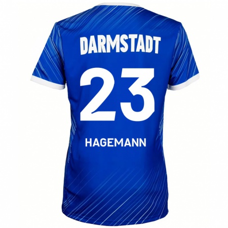 Kandiny Hombre Camiseta Emil Hagemann #23 Azul Blanco 1ª Equipación 2024/25 La Camisa Chile