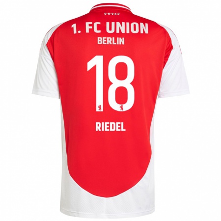 Kandiny Hombre Camiseta Aaron Riedel #18 Rojo Blanco 1ª Equipación 2024/25 La Camisa Chile