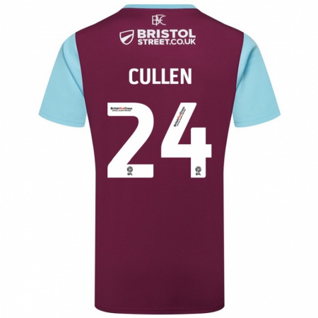 Kandiny Hombre Camiseta Josh Cullen #24 Borgoña Azul Cielo 1ª Equipación 2024/25 La Camisa Chile