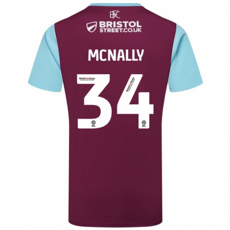 Kandiny Hombre Camiseta Luke Mcnally #34 Borgoña Azul Cielo 1ª Equipación 2024/25 La Camisa Chile