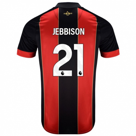 Kandiny Hombre Camiseta Daniel Jebbison #21 Rojo Negro 1ª Equipación 2024/25 La Camisa Chile