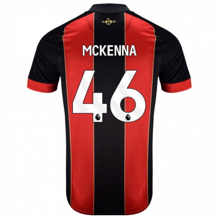 Kandiny Hombre Camiseta Callan Mckenna #46 Rojo Negro 1ª Equipación 2024/25 La Camisa Chile