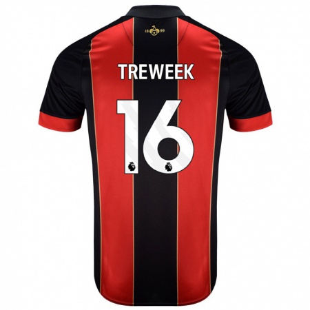 Kandiny Hombre Camiseta Jess Treweek #16 Rojo Negro 1ª Equipación 2024/25 La Camisa Chile