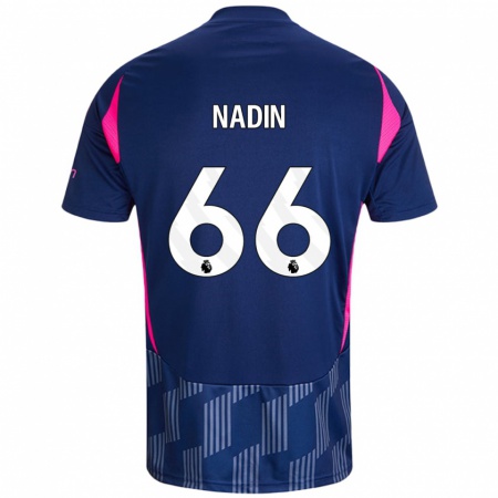 Kandiny Hombre Camiseta Jack Nadin #66 Azul Real Rosa 2ª Equipación 2024/25 La Camisa Chile