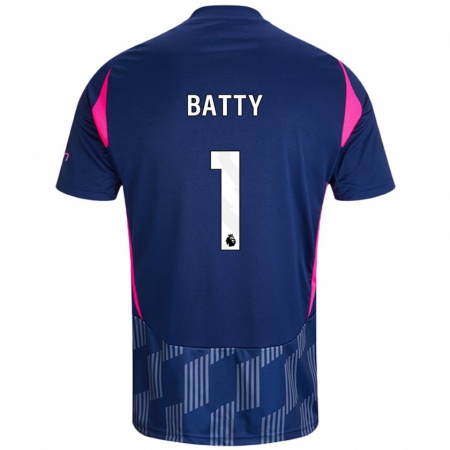 Kandiny Hombre Camiseta Emily Batty #1 Azul Real Rosa 2ª Equipación 2024/25 La Camisa Chile