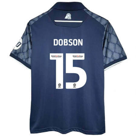 Kandiny Hombre Camiseta George Dobson #15 Negro 2ª Equipación 2024/25 La Camisa Chile