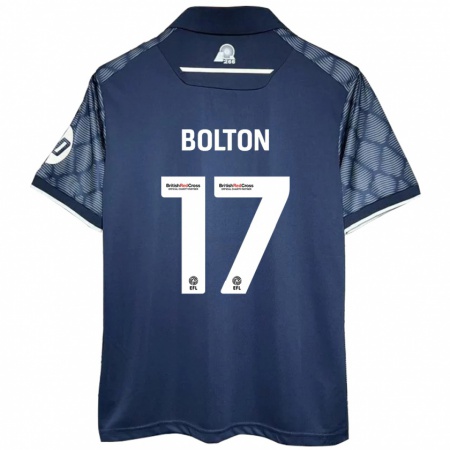 Kandiny Hombre Camiseta Luke Bolton #17 Negro 2ª Equipación 2024/25 La Camisa Chile