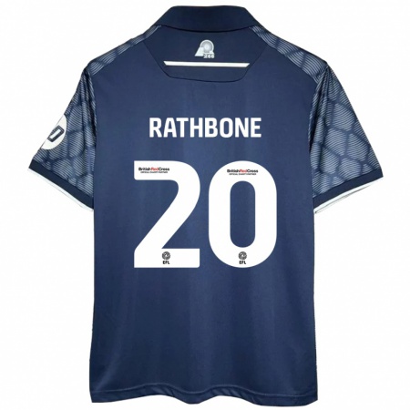 Kandiny Hombre Camiseta Ollie Rathbone #20 Negro 2ª Equipación 2024/25 La Camisa Chile