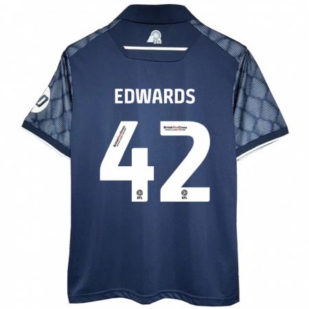 Kandiny Hombre Camiseta Callum Edwards #42 Negro 2ª Equipación 2024/25 La Camisa Chile