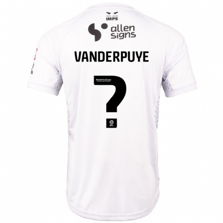 Kandiny Hombre Camiseta Daniel Vanderpuye #0 Rojo Blanco 2ª Equipación 2024/25 La Camisa Chile