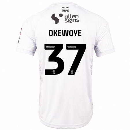 Kandiny Hombre Camiseta Gbolahan Okewoye #37 Rojo Blanco 2ª Equipación 2024/25 La Camisa Chile