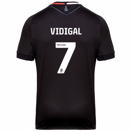 Kandiny Hombre Camiseta André Vidigal #7 Negro 2ª Equipación 2024/25 La Camisa Chile