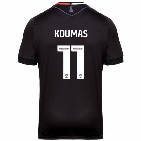 Kandiny Hombre Camiseta Lewis Koumas #11 Negro 2ª Equipación 2024/25 La Camisa Chile