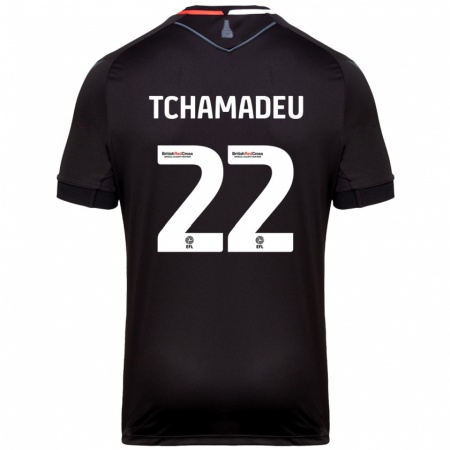 Kandiny Hombre Camiseta Junior Tchamadeu #22 Negro 2ª Equipación 2024/25 La Camisa Chile