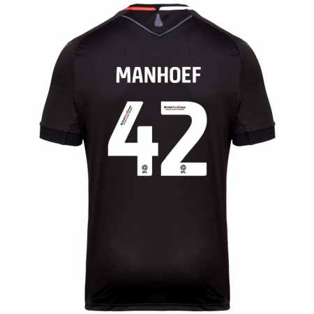 Kandiny Hombre Camiseta Million Manhoef #42 Negro 2ª Equipación 2024/25 La Camisa Chile