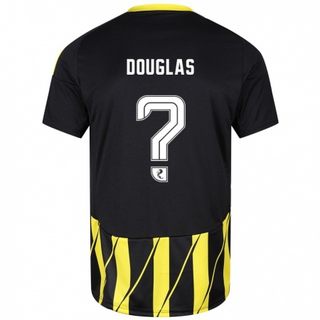 Kandiny Hombre Camiseta Connor Douglas #0 Negro Amarillo 2ª Equipación 2024/25 La Camisa Chile