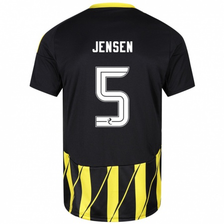 Kandiny Hombre Camiseta Richard Jensen #5 Negro Amarillo 2ª Equipación 2024/25 La Camisa Chile