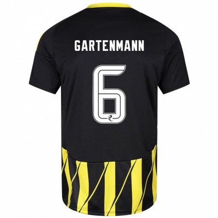 Kandiny Hombre Camiseta Stefan Gartenmann #6 Negro Amarillo 2ª Equipación 2024/25 La Camisa Chile