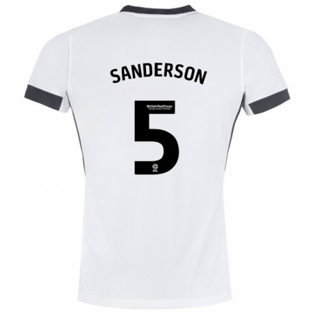 Kandiny Hombre Camiseta Dion Sanderson #5 Blanco Negro 2ª Equipación 2024/25 La Camisa Chile