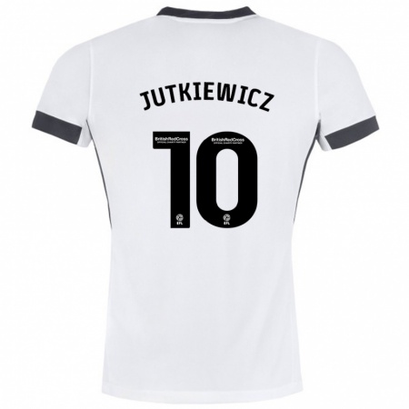 Kandiny Hombre Camiseta Lukas Jutkiewicz #10 Blanco Negro 2ª Equipación 2024/25 La Camisa Chile