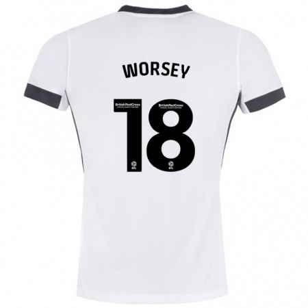 Kandiny Hombre Camiseta Louanne Worsey #18 Blanco Negro 2ª Equipación 2024/25 La Camisa Chile