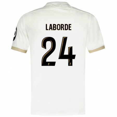 Kandiny Hombre Camiseta Gaëtan Laborde #24 Blanco Dorado 2ª Equipación 2024/25 La Camisa Chile