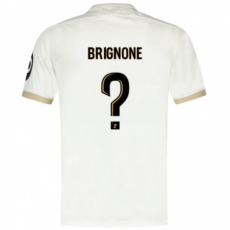 Kandiny Hombre Camiseta Millan Brignone #0 Blanco Dorado 2ª Equipación 2024/25 La Camisa Chile