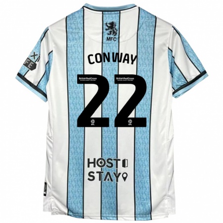 Kandiny Hombre Camiseta Tommy Conway #22 Blanco Azul 2ª Equipación 2024/25 La Camisa Chile