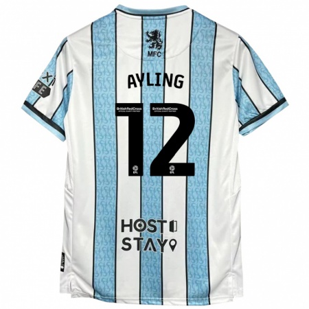 Kandiny Hombre Camiseta Luke Ayling #12 Blanco Azul 2ª Equipación 2024/25 La Camisa Chile