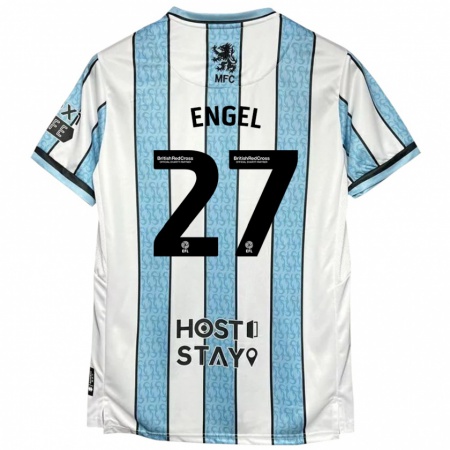 Kandiny Hombre Camiseta Lukas Engel #27 Blanco Azul 2ª Equipación 2024/25 La Camisa Chile