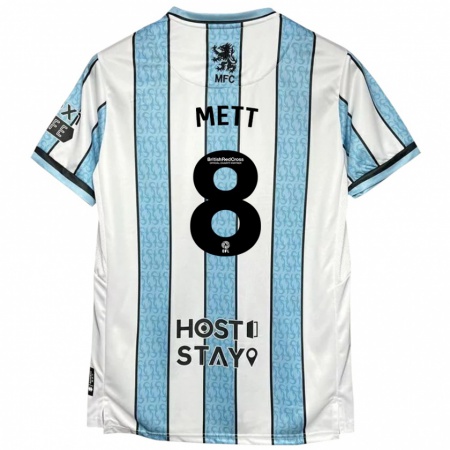 Kandiny Hombre Camiseta Jessica Mett #8 Blanco Azul 2ª Equipación 2024/25 La Camisa Chile