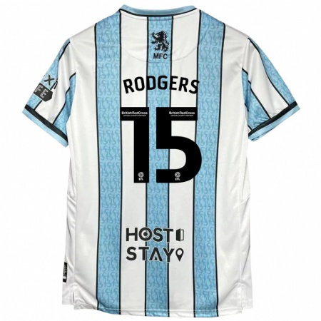 Kandiny Hombre Camiseta Amber Rodgers #15 Blanco Azul 2ª Equipación 2024/25 La Camisa Chile