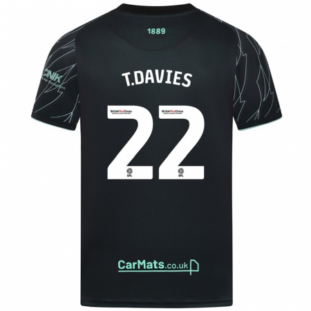 Kandiny Hombre Camiseta Tom Davies #22 Negro Verde 2ª Equipación 2024/25 La Camisa Chile