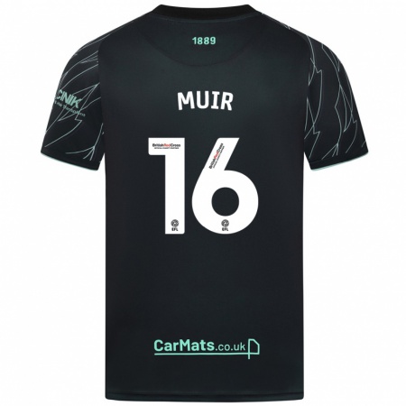 Kandiny Hombre Camiseta Chene Muir #16 Negro Verde 2ª Equipación 2024/25 La Camisa Chile